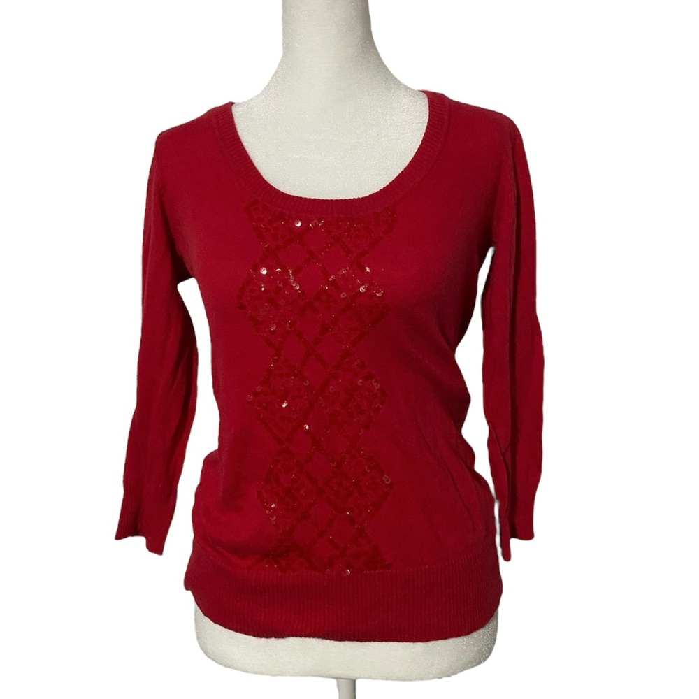 Forever 21 Y2K Red Sequin Sweater Top